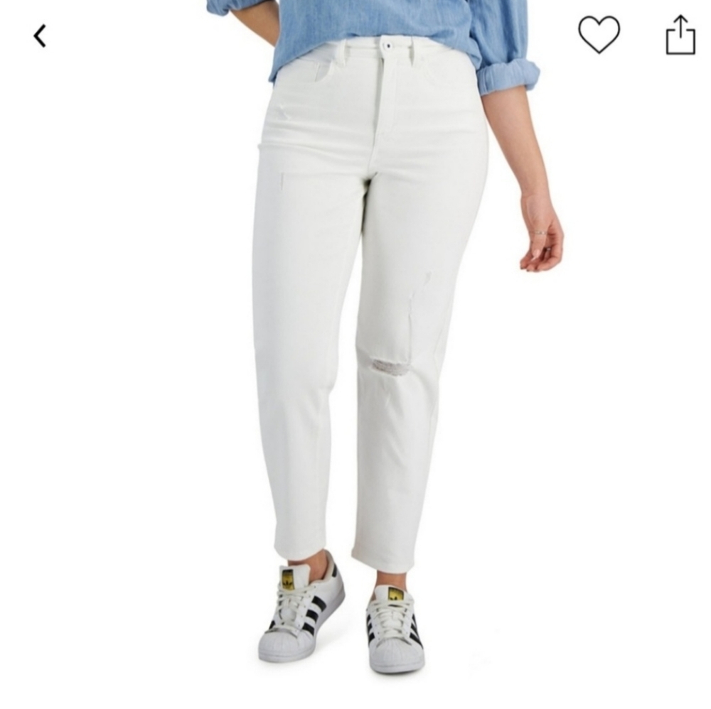 STYLE & CO * WHITE DECONSTRUCTED STRAIGHT LEG MOM JEANS NWT SIZE 10